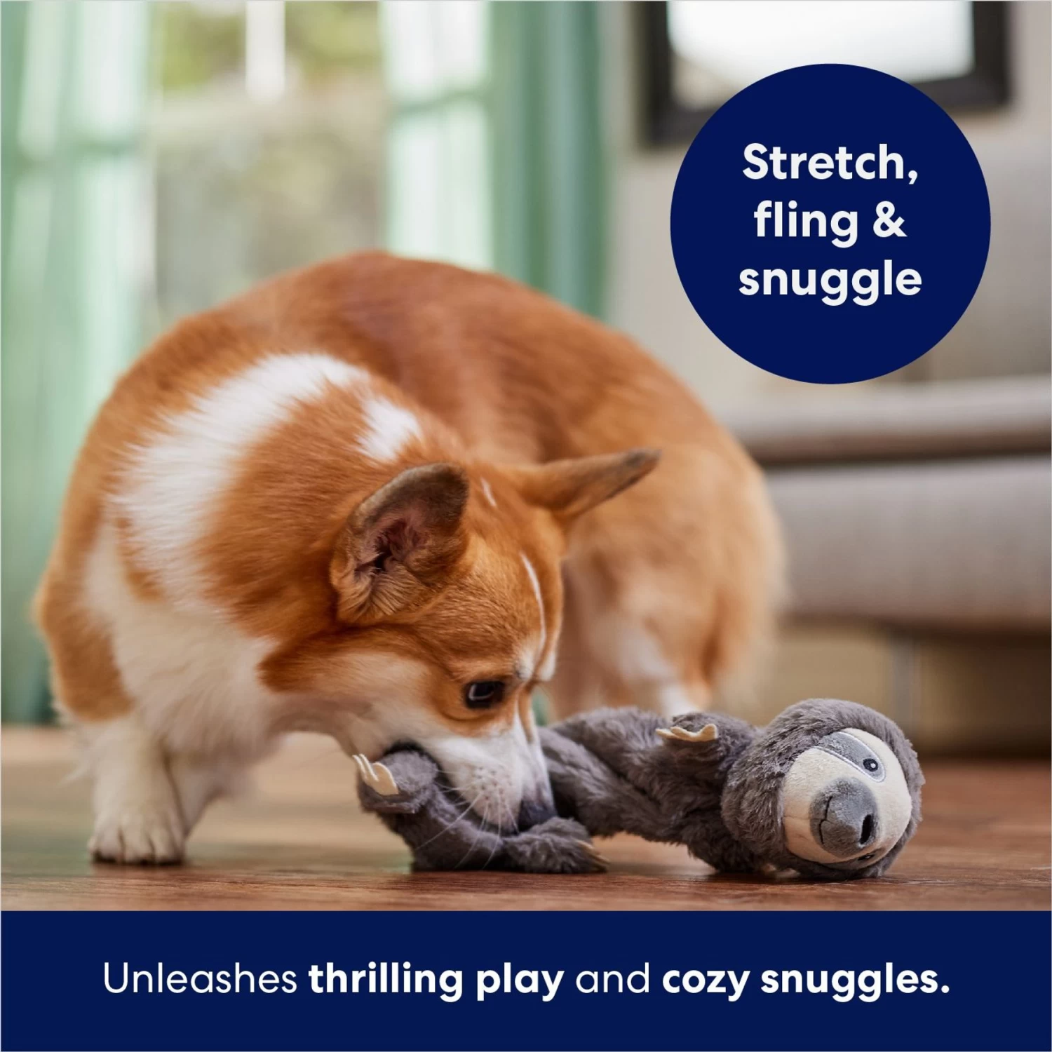 Frisco Sloth Bungee Plush Squeaky Dog Toy - Image 5