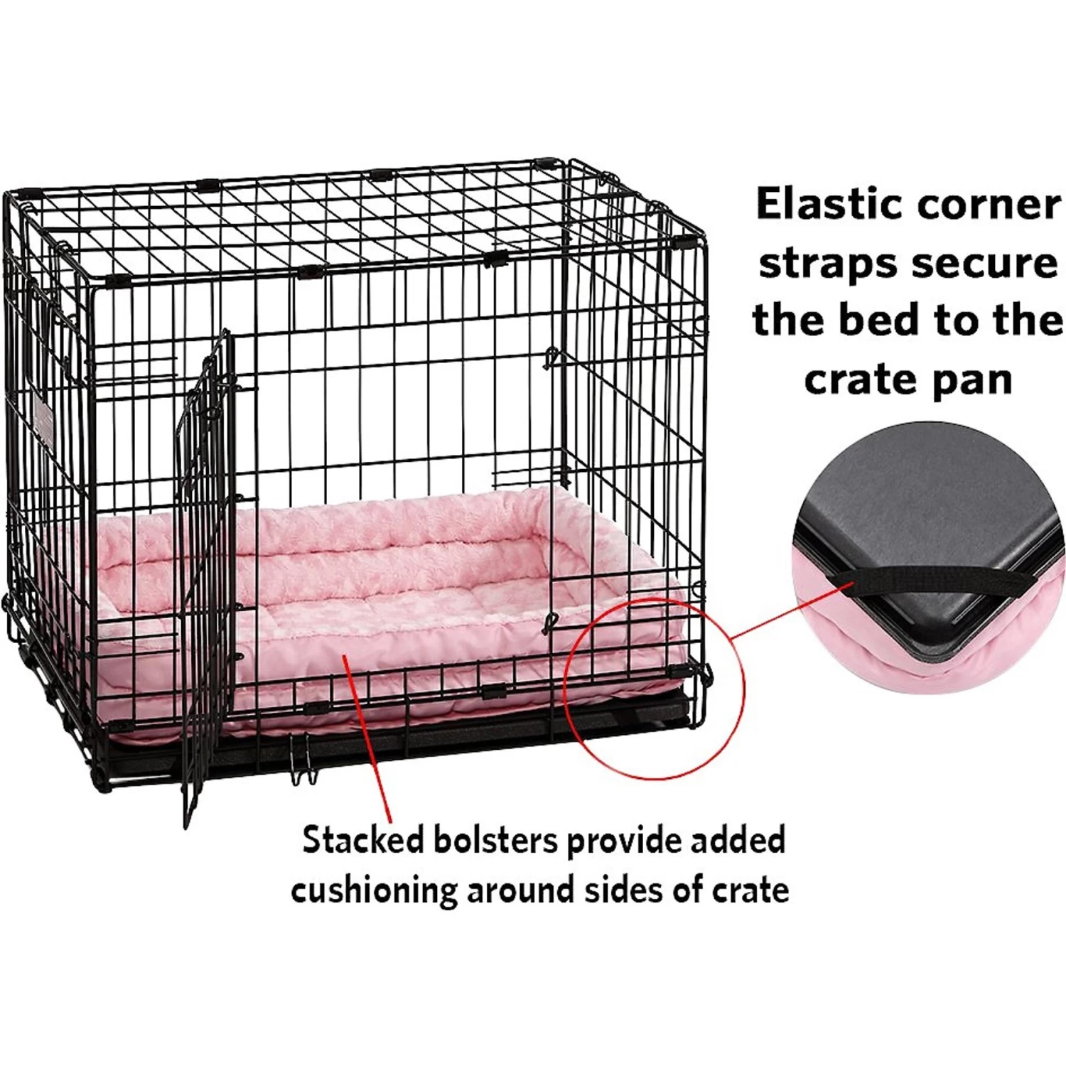 MidWest Quiet Time Fashion Plush Double Bolster Dog Crate Mat - Image 3