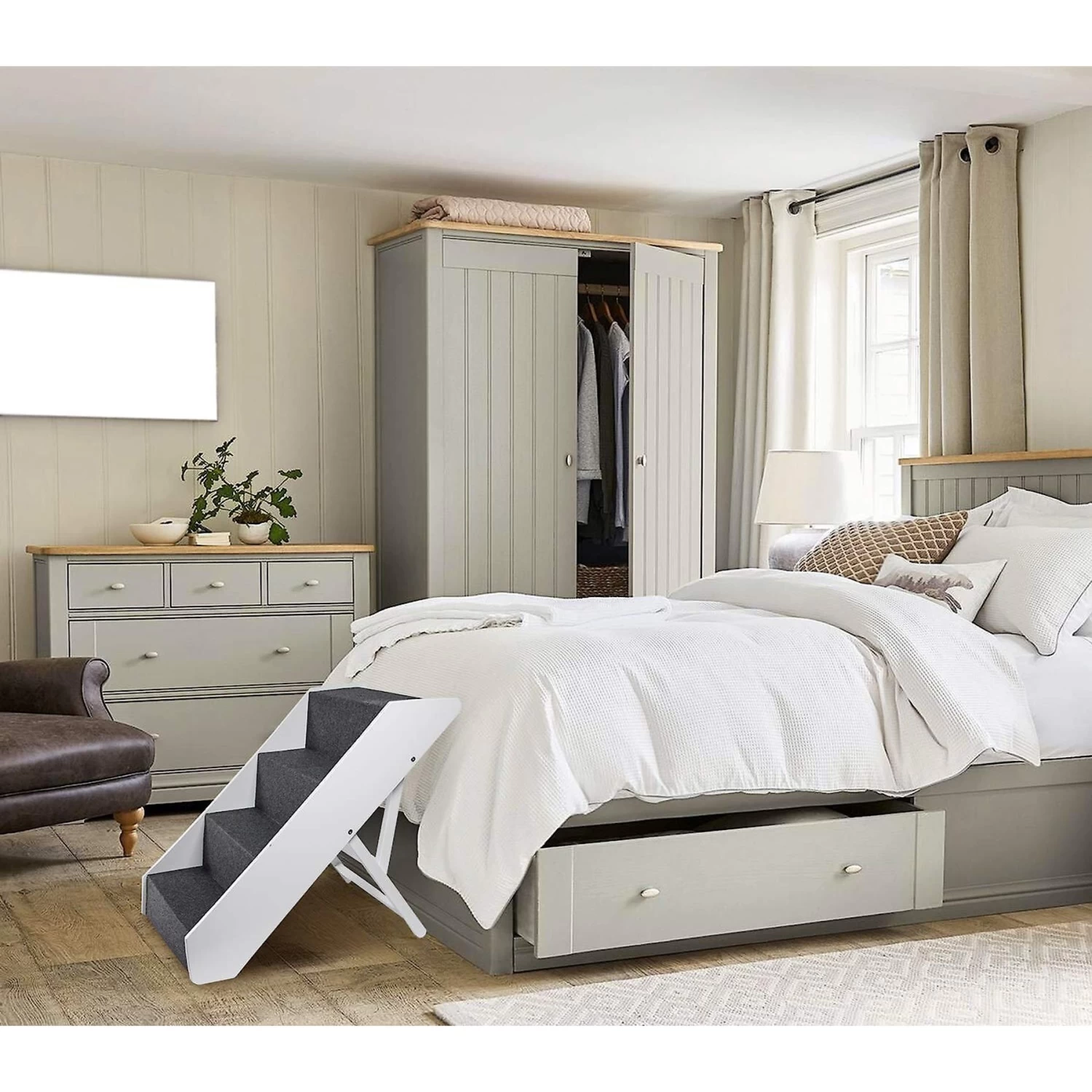 Arf Pets Foldable Dog & Cat Stairs, White - Image 2