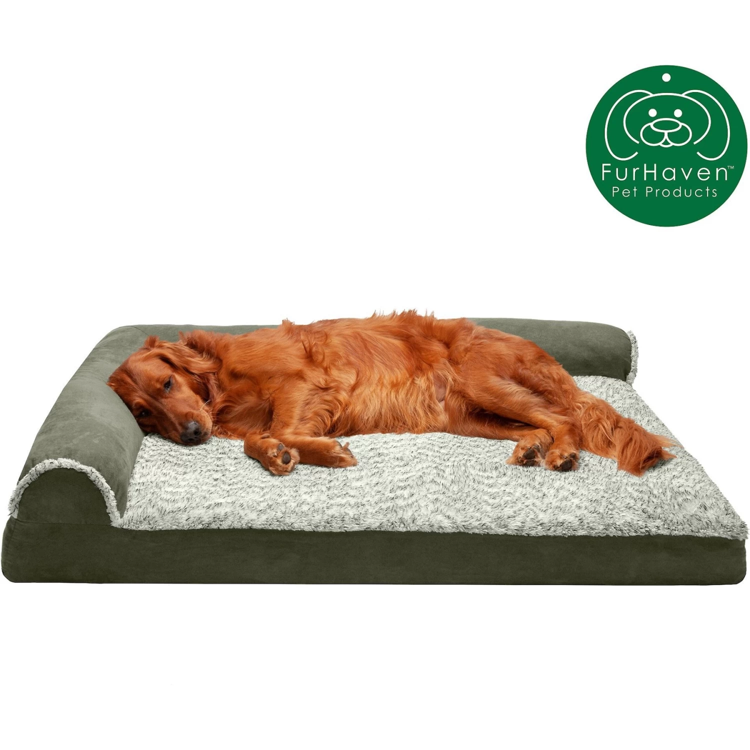 FurHaven Two-Tone Deluxe Chaise Memory Top Cat & Dog Bed With Removable Cover - Image 4