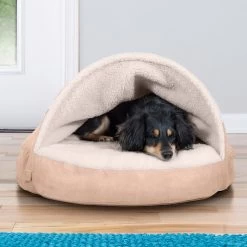 FurHaven Faux Sheepskin Snuggery Gel Top Cat & Dog Bed With Removable Cover