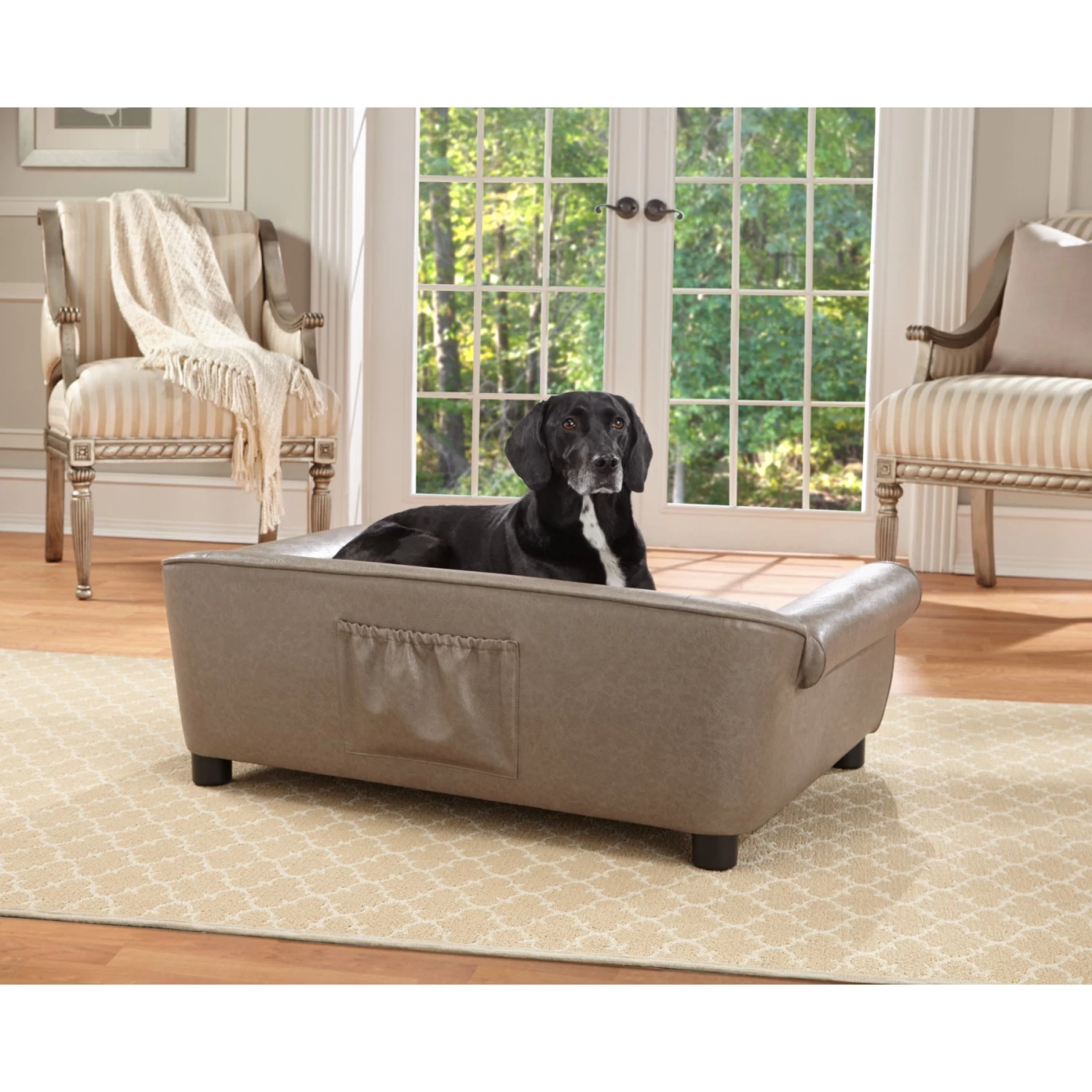 Enchanted Home Pet Rockwell Sofa Dog Bed With Removable Cover, Large, Pewter - Image 3