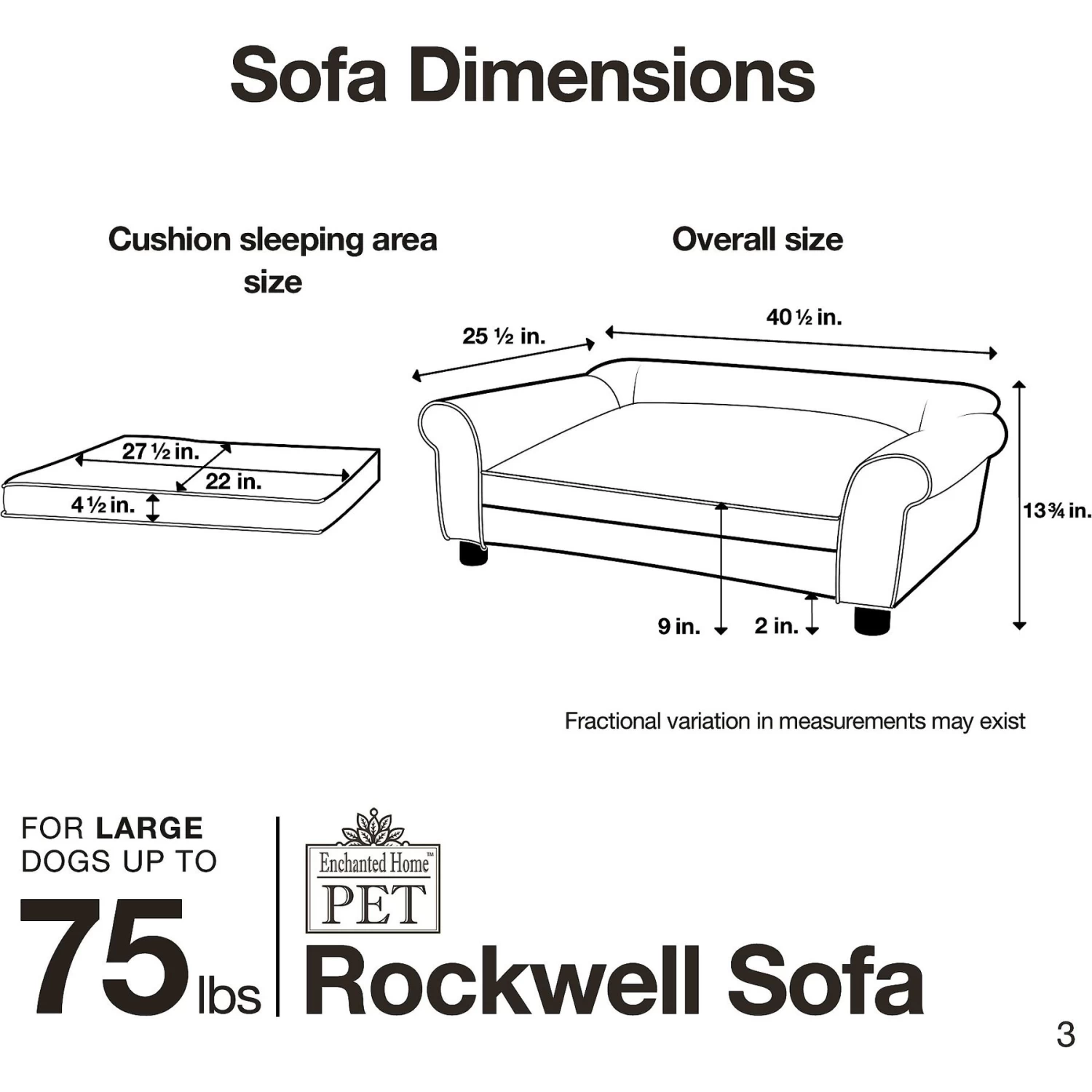 Enchanted Home Pet Rockwell Sofa Dog Bed With Removable Cover, Large, Pewter - Image 7