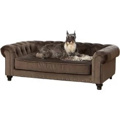 Enchanted Home Pet Wentworth Sofa Dog Bed With Removable Cover, Large, Charcoal Grey
