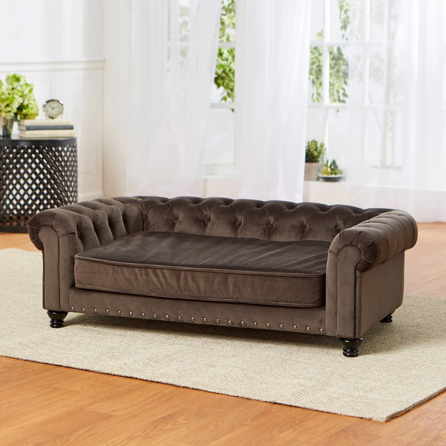Enchanted Home Pet Wentworth Sofa Dog Bed With Removable Cover, Large, Charcoal Grey - Image 2