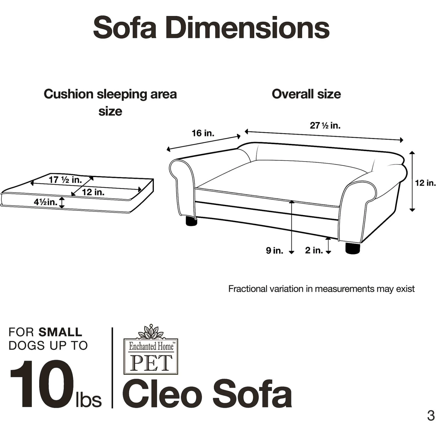 Enchanted Home Pet Cleo Sofa Cat & Dog Bed With Removable Cover, Small - Image 7