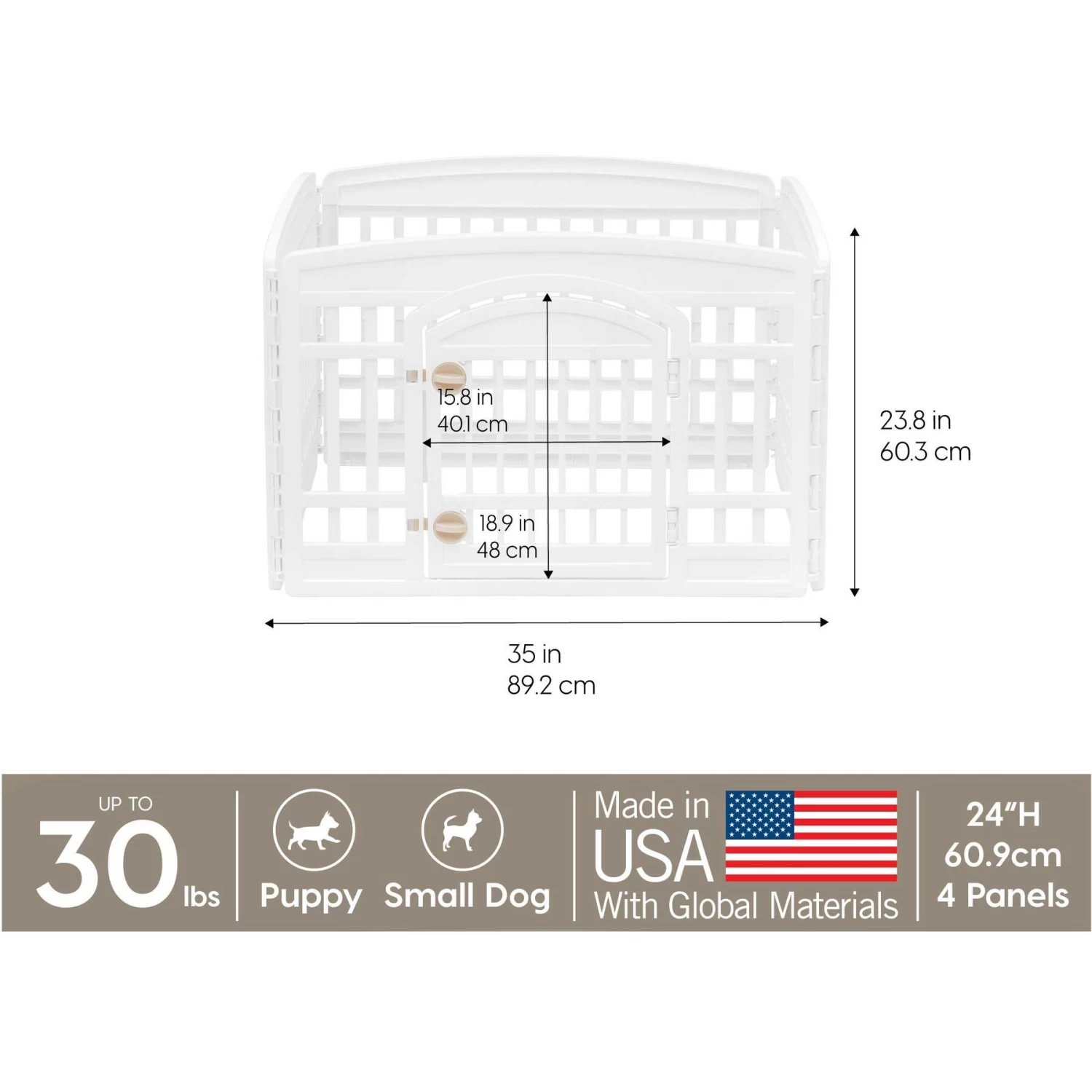IRIS USA 4-6 Panel Dog Exercise Playpen With Door, 24-in - Image 2