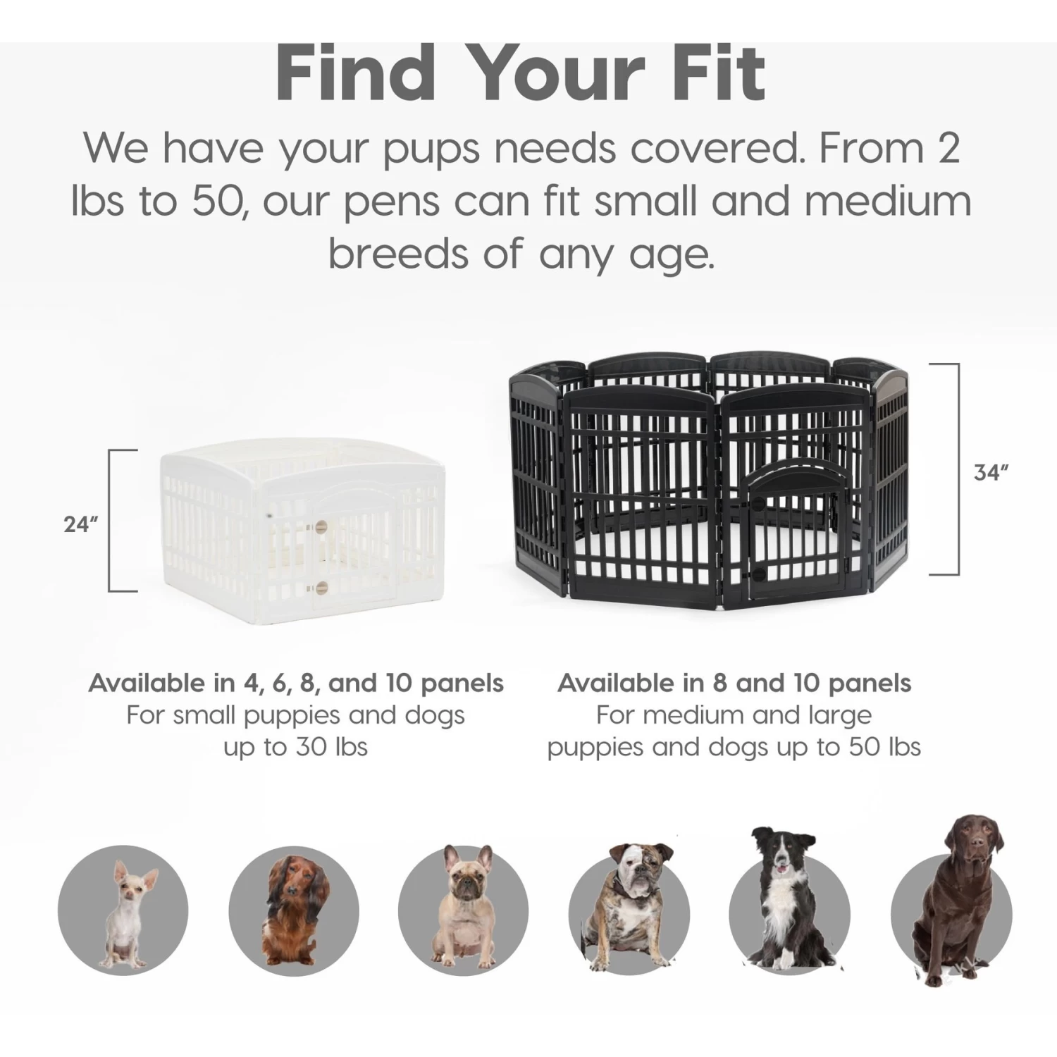 IRIS USA 4-6 Panel Dog Exercise Playpen With Door, 24-in - Image 9