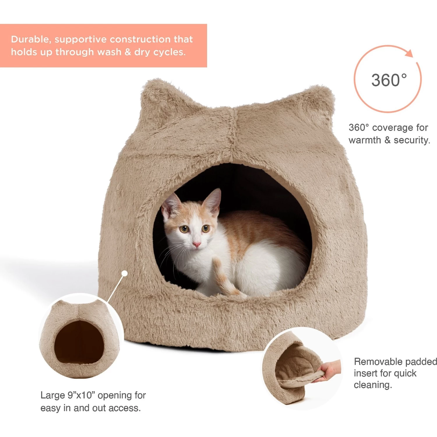 Best Friends By Sheri Meow Hut Covered Cat & Dog Bed - Image 2