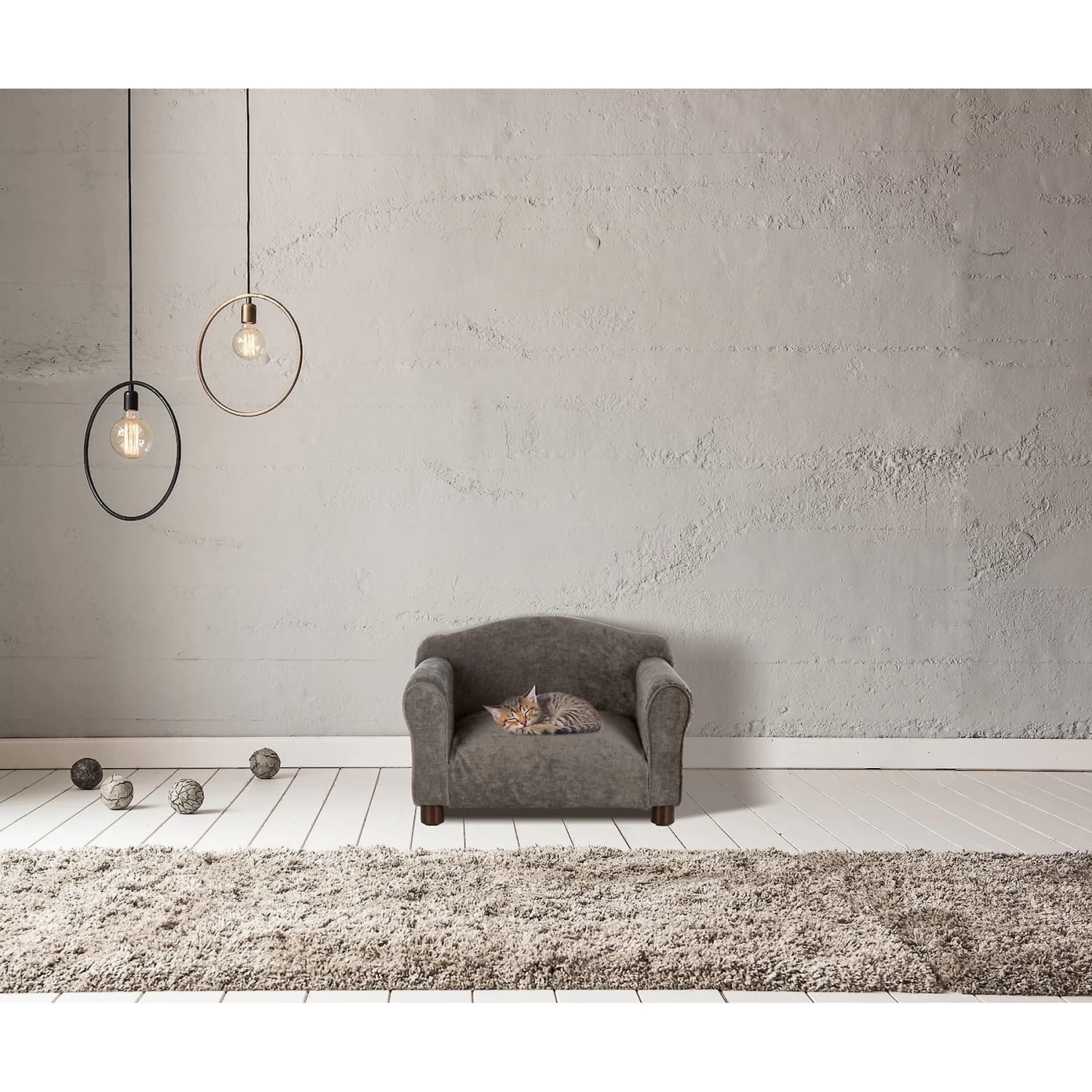 Club Nine Pets Traditional Chair Sofa Cat & Dog Bed, Charcoal - Image 2