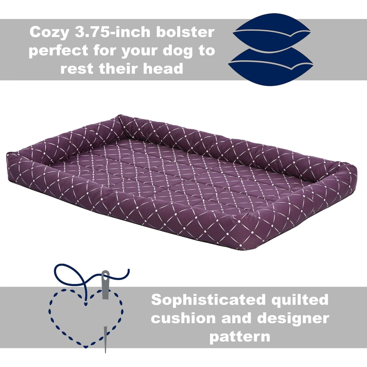 MidWest QuietTime Couture Ashton Bolster Dog Crate Mat - Image 2
