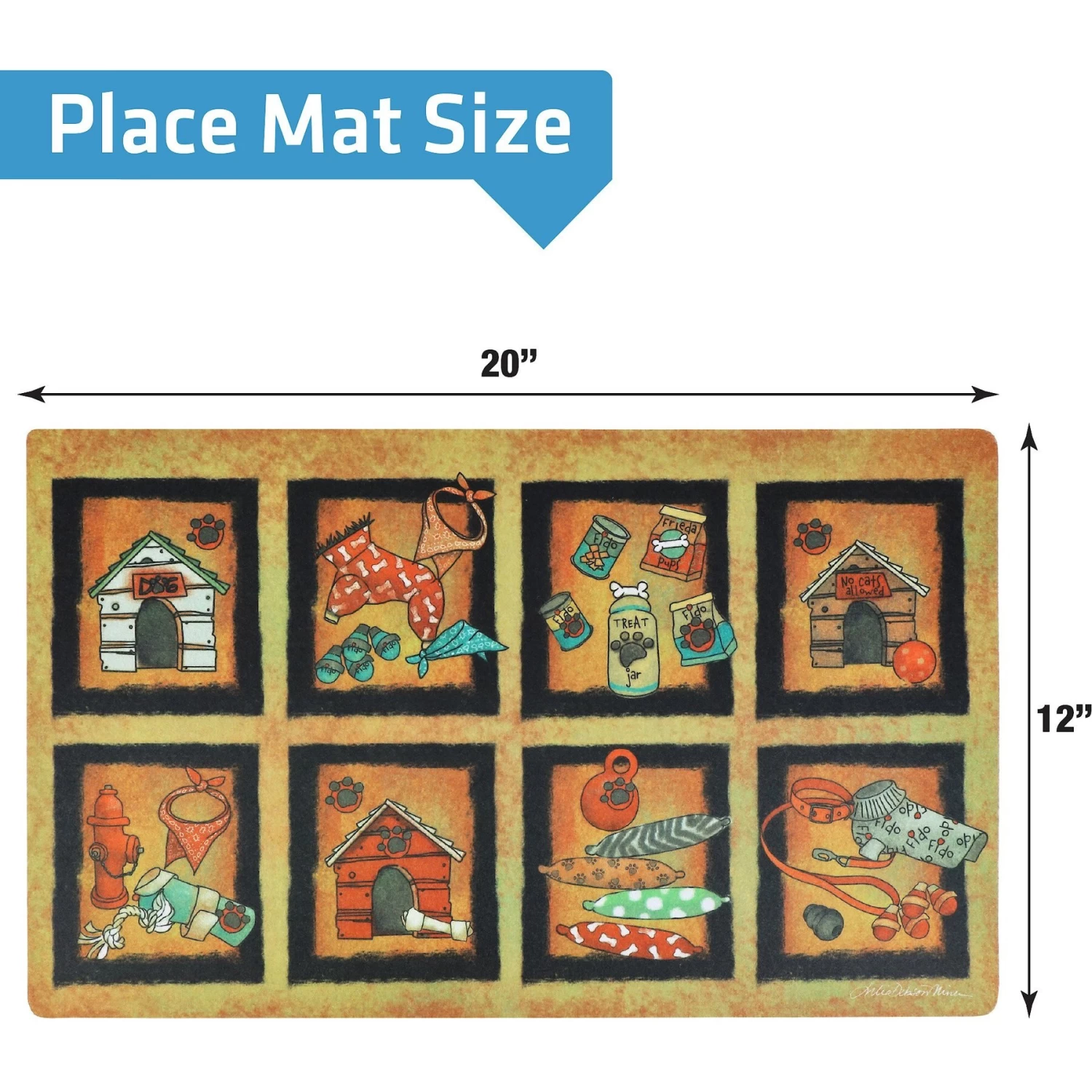 Drymate Bow Wow Squares Dog Bowl Place Mat - Image 2