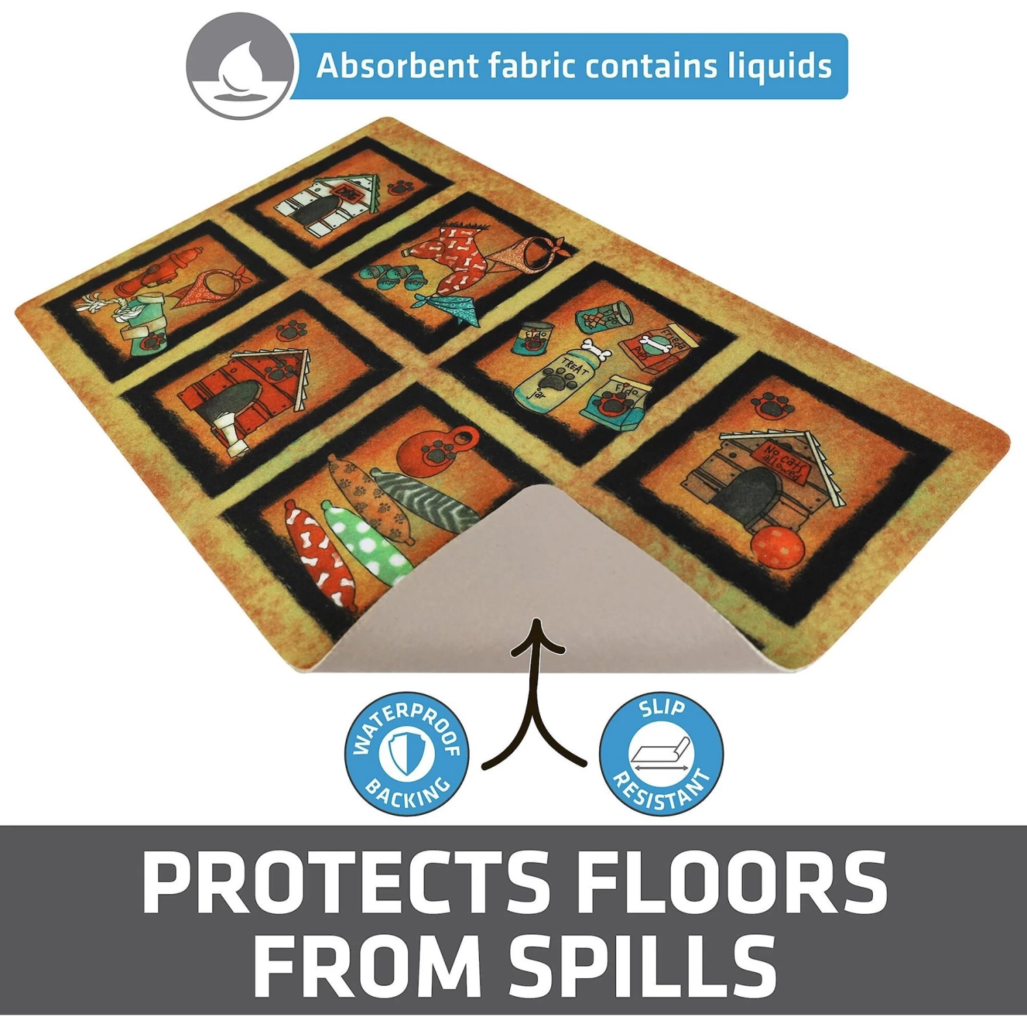 Drymate Bow Wow Squares Dog Bowl Place Mat - Image 4