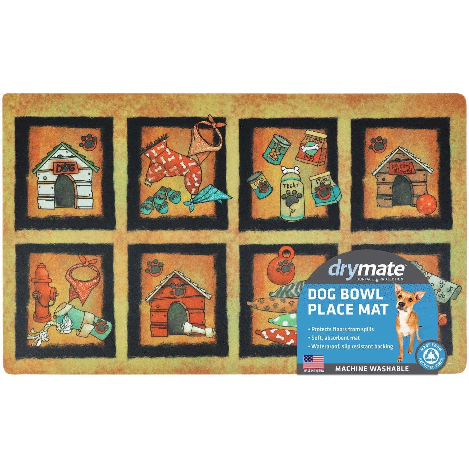 Drymate Bow Wow Squares Dog Bowl Place Mat - Image 6