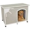 MidWest Eillo Folding Outdoor Wood Dog House, Beige