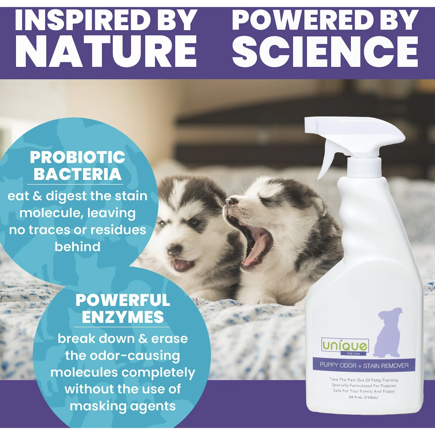 Unique Pet Care Fresh Lavender Puppy Odor + Stain Remover, 24-oz Bottle - Image 5