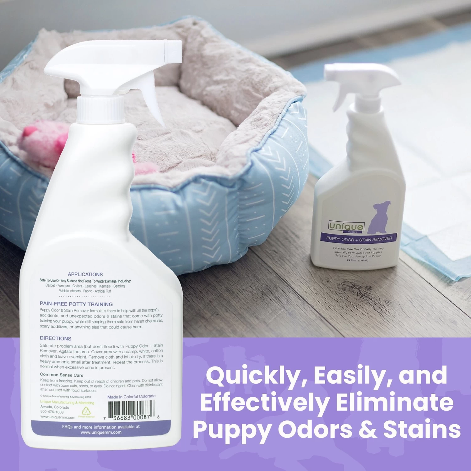 Unique Pet Care Fresh Lavender Puppy Odor + Stain Remover, 24-oz Bottle - Image 8