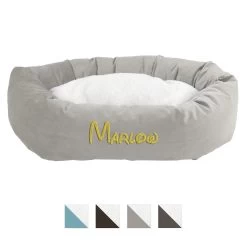 Majestic Pet Velvet Sherpa Personalized Bagel Cat & Dog Bed