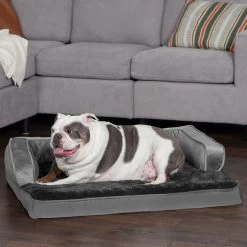 FurHaven Plush & Velvet Cooling Gel Comfy Couch Dog & Cat Bed