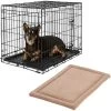 Frisco Heavy Duty Fold & Carry Double Door Collapsible Wire Dog Crate & Frisco Micro Terry Dog Crate Mat