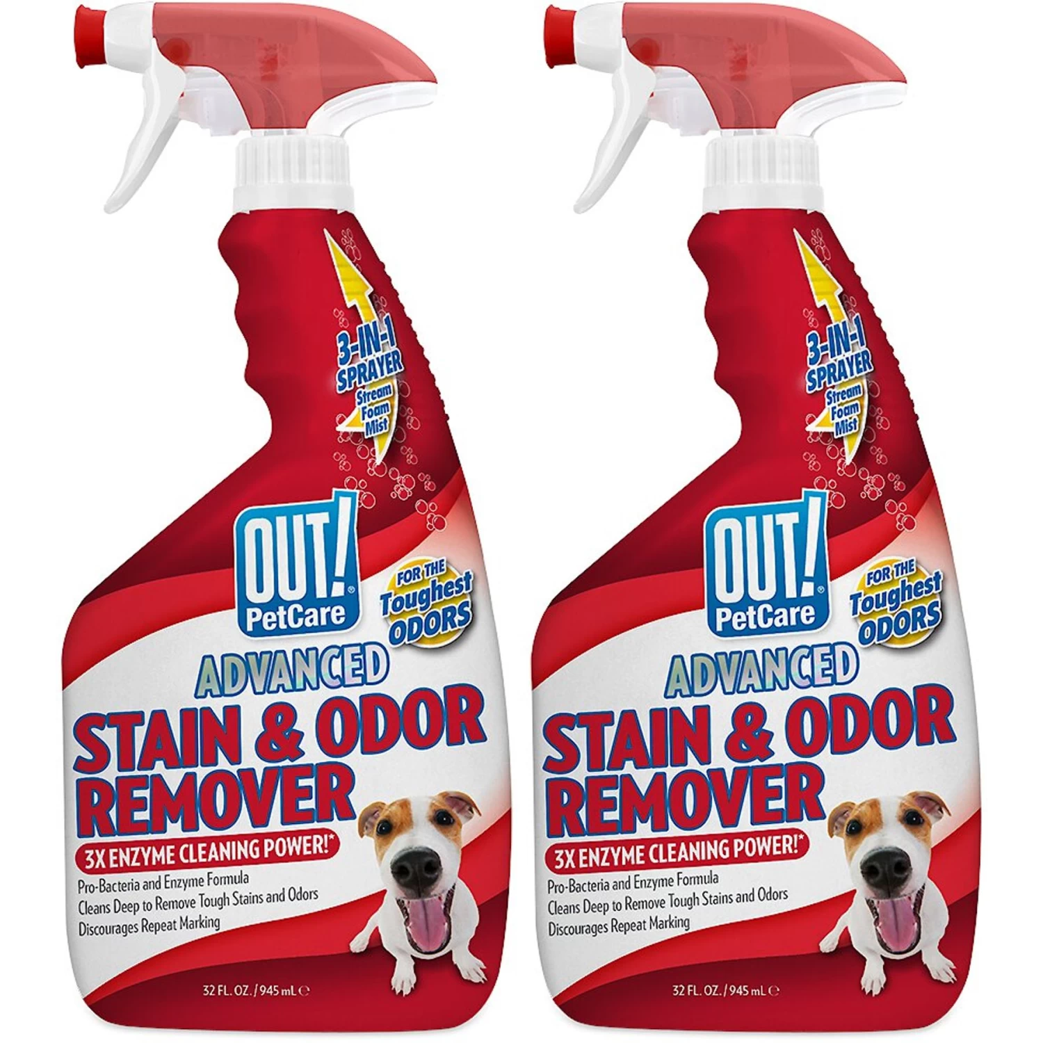 OUT! PetCare Advanced Stain & Odor Remover, 32-oz Bottle, 2 Count
