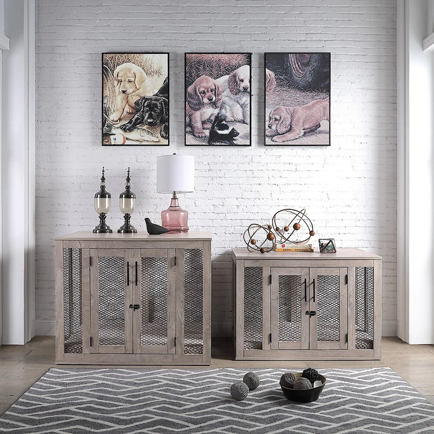 Unipaws Furniture Style Dog Crate, Weathered Gray - Image 4