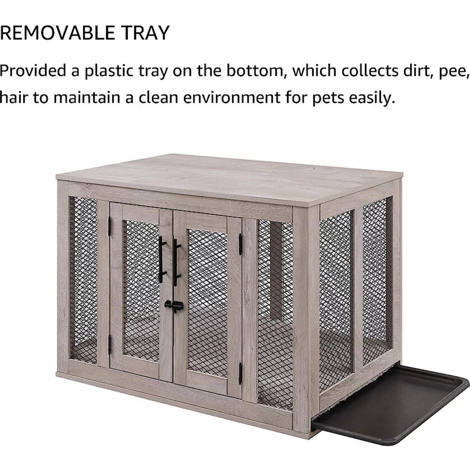 Unipaws Furniture Style Dog Crate, Weathered Gray - Image 6