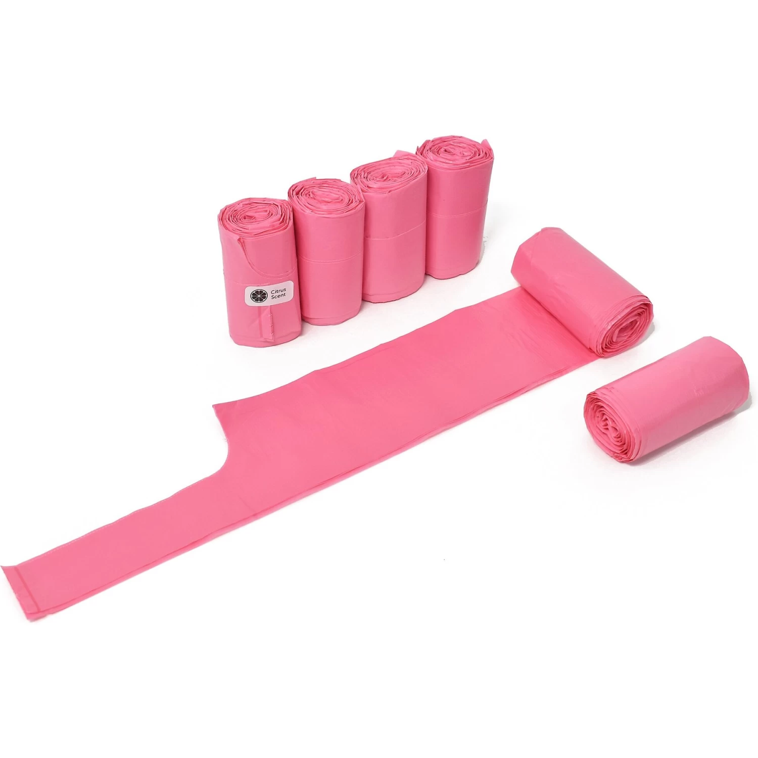 Doggie Walk Bags Citrus Scented Tie Handle Dog Poop Bags, Pink, 72 Count - Image 3