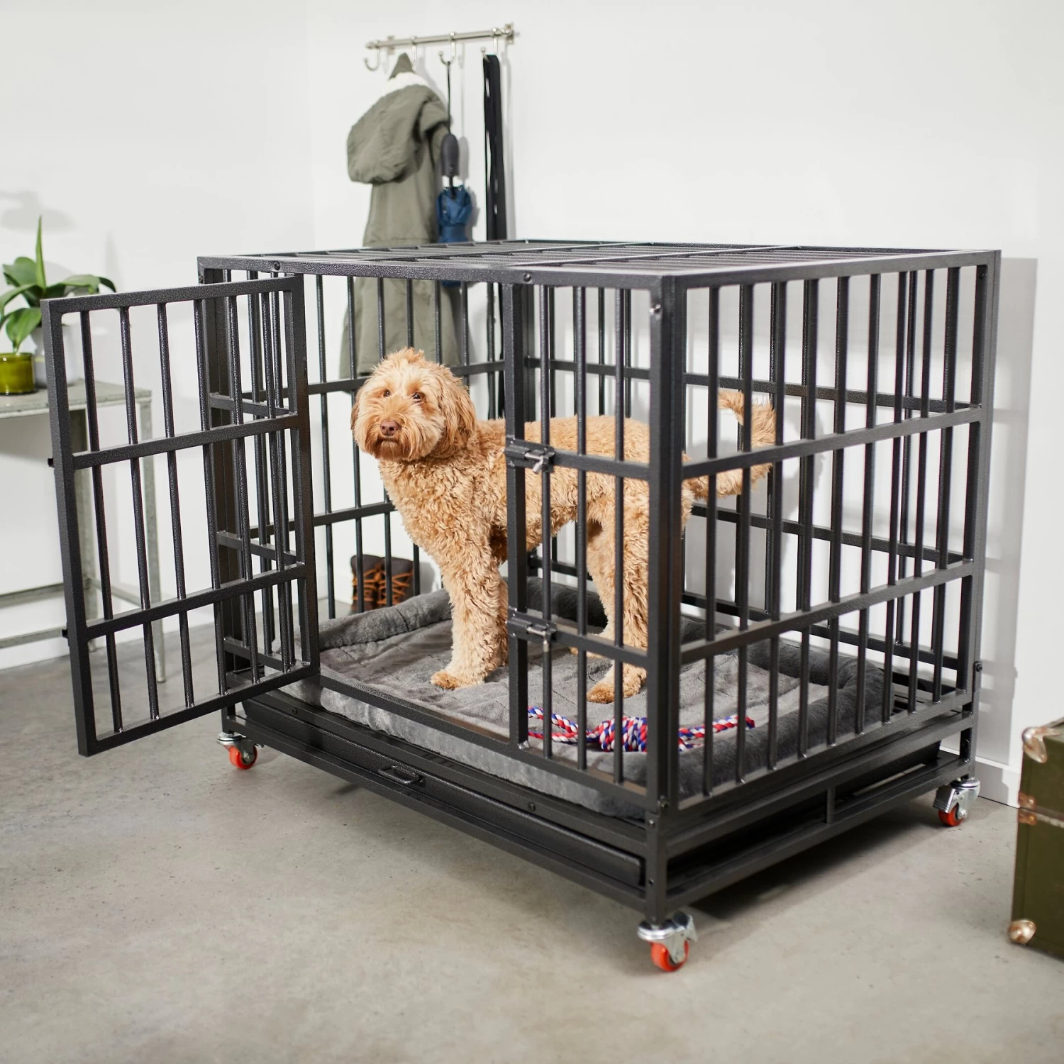 Frisco Ultimate Foldable & Stackable Heavy Duty Steel Metal Single Door Dog Crate