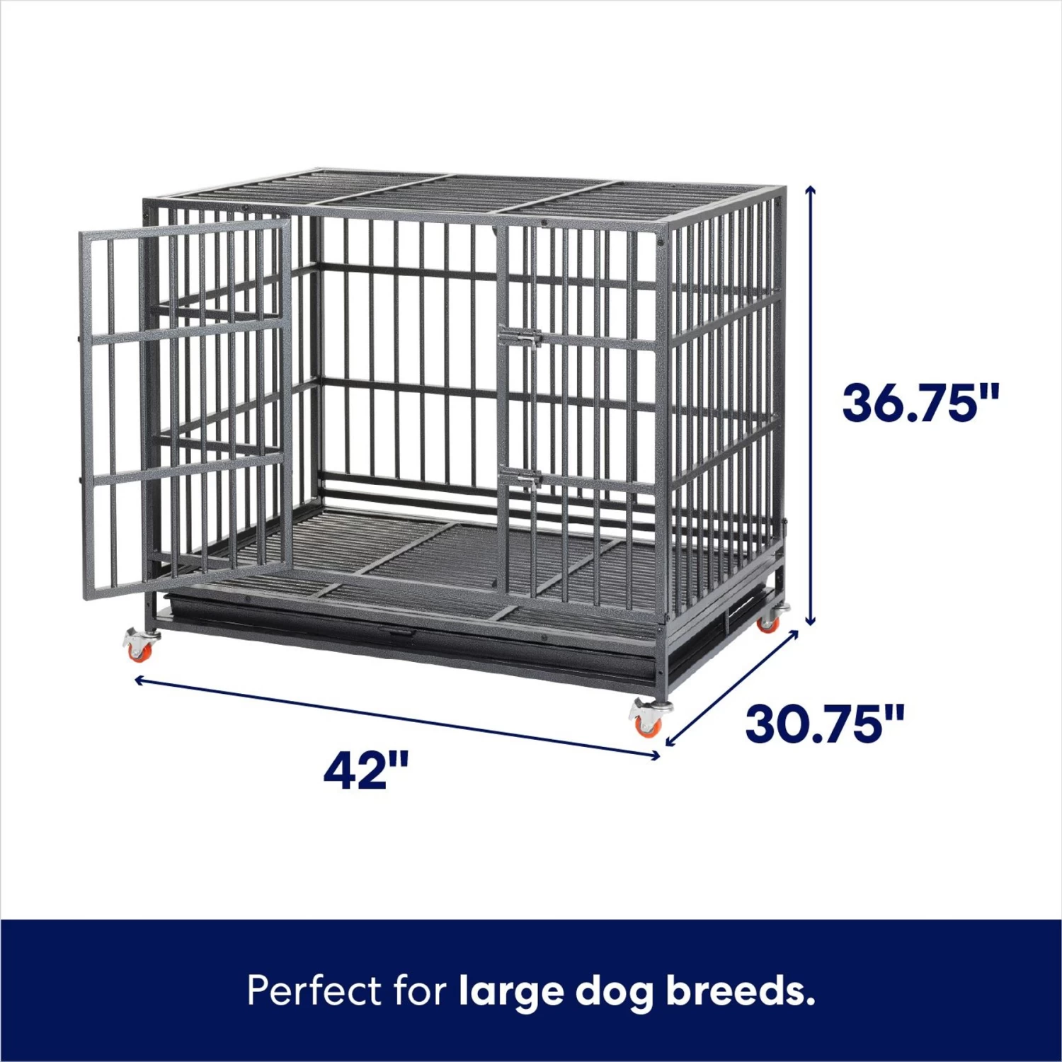 Frisco Ultimate Foldable & Stackable Heavy Duty Steel Metal Single Door Dog Crate - Image 2
