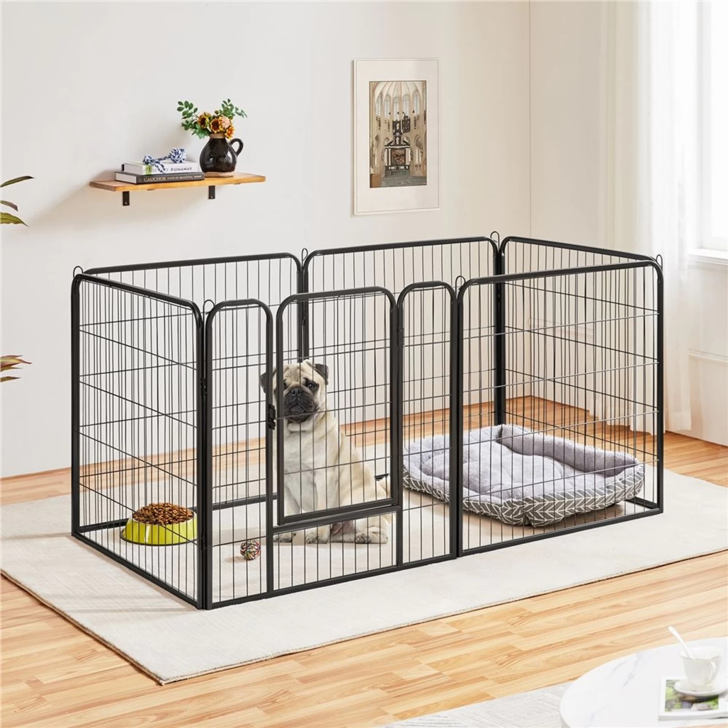 Yaheetech Heavy Duty Wire Dog & Cat Playpen, Black
