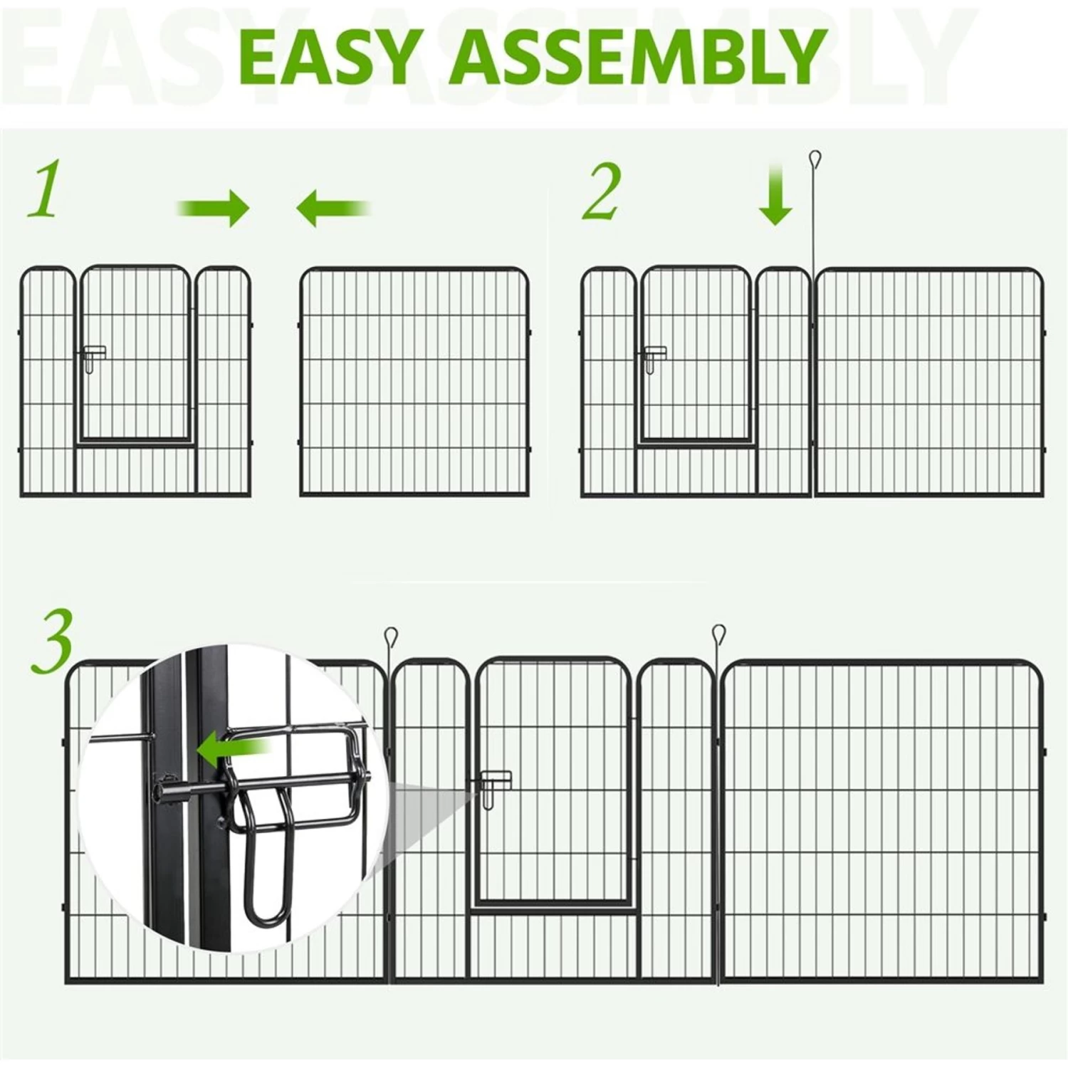 Yaheetech Heavy Duty Wire Dog & Cat Playpen, Black - Image 6