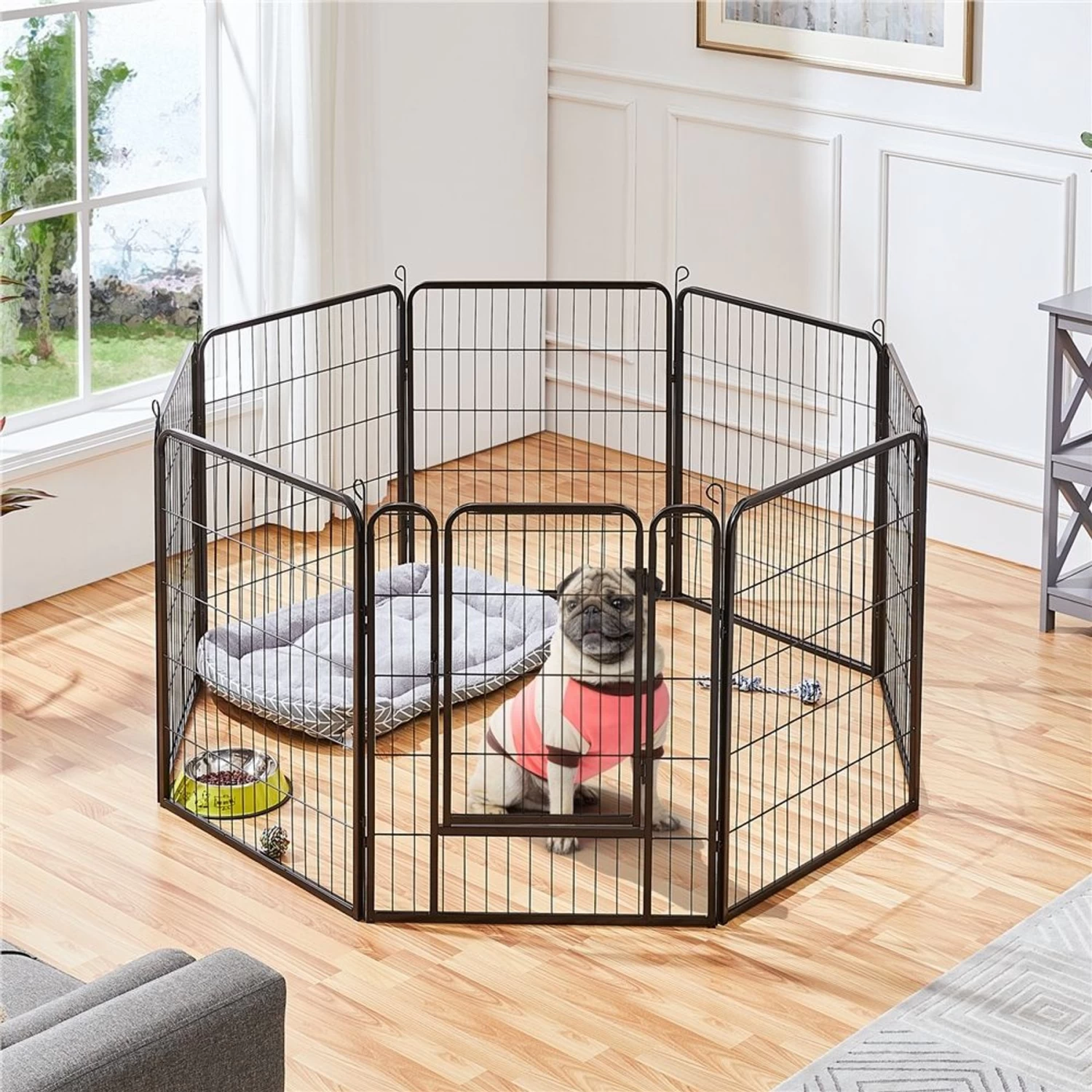 Yaheetech 8-Panel Wire Dog & Cat Exercise Playpen, 26-in W X 32-in H