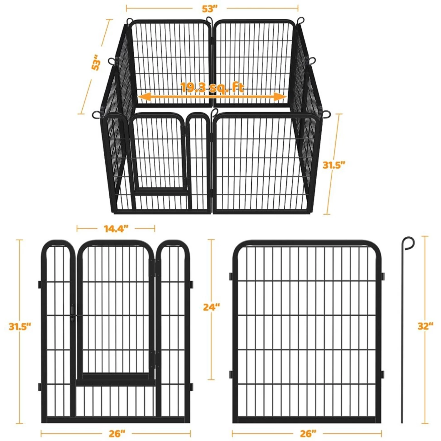 Yaheetech 8-Panel Wire Dog & Cat Exercise Playpen, 26-in W X 32-in H - Image 2