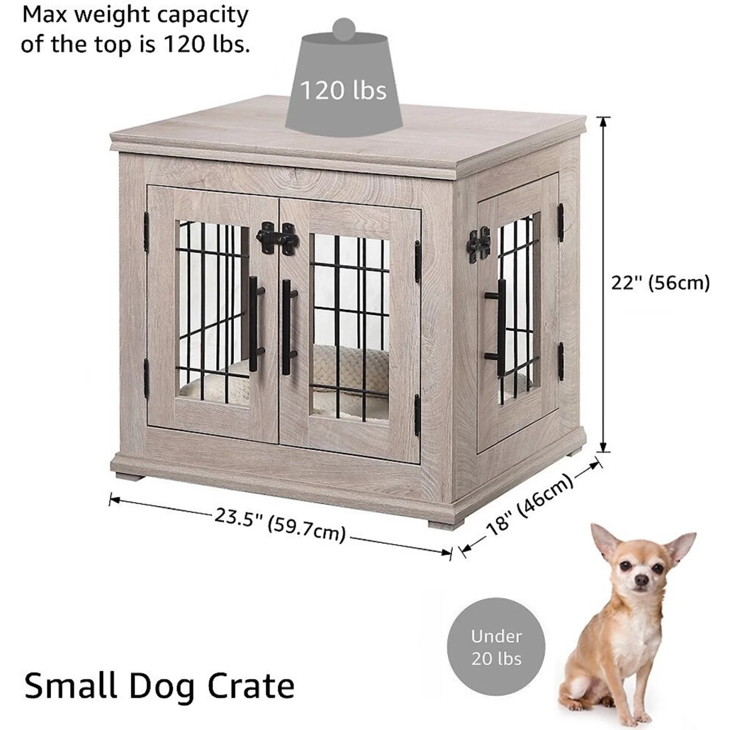 Unipaws Wooden Wire Dog Crate Furniture End Table - Image 8