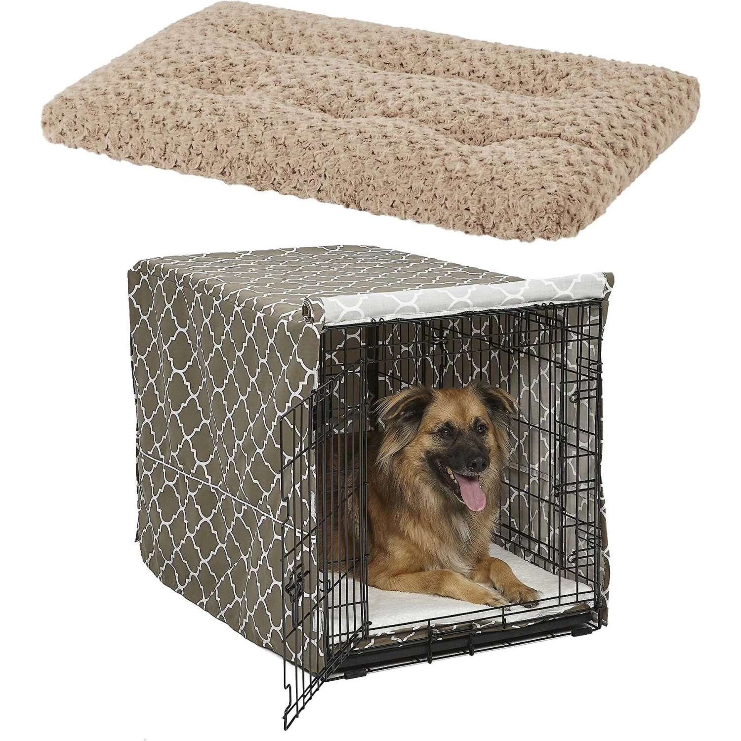MidWest Quiet Time Ombre Swirl Dog Crate Mat & MidWest Quiet Time Crate Cover