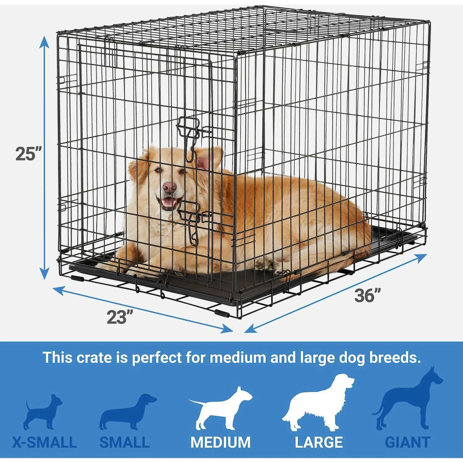 Frisco Fold & Carry Single Door Collapsible Wire Dog Crate & Frisco Premium Extra Large Printed Dog Training & Potty Pads - Image 3