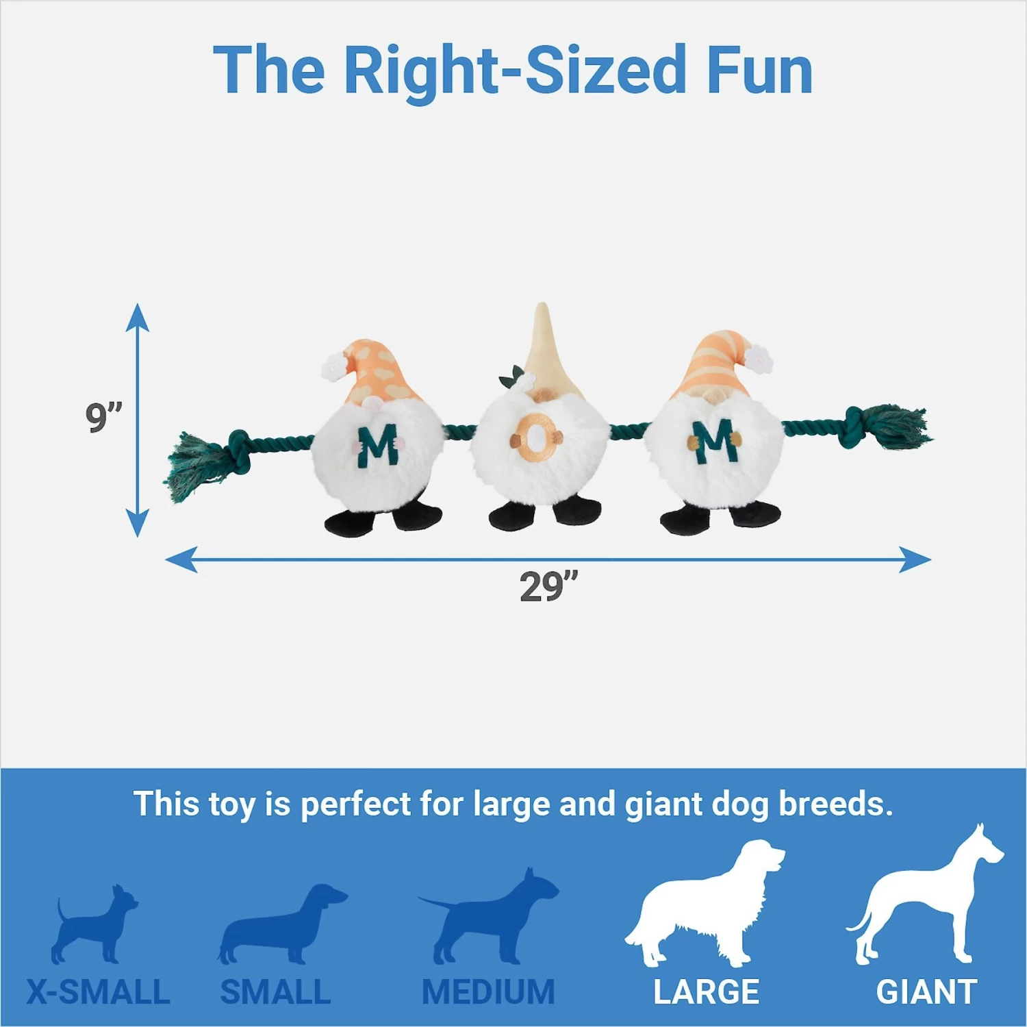 Frisco Mother's Day Gnomes Plush With Rope Squeaky Dog Toy - Image 2