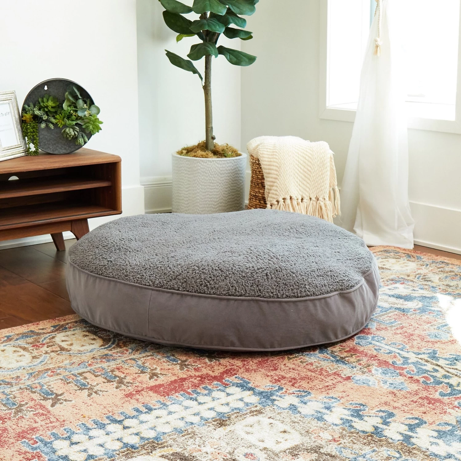 Happy Hounds Scooter Deluxe Round Pillow Dog Bed With Removable Cover, Gray - Image 5