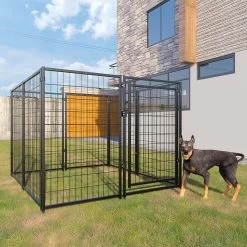 Coziwow By Jaxpety 47-in Metal Outdoor Dog Kennel Playpen, Black, 4.9 X 4.9 X 3.9 -ft