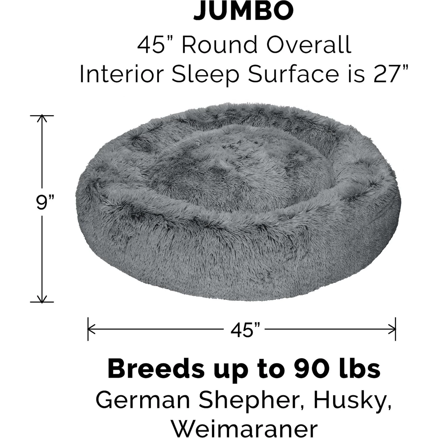 FurHaven Calming Cuddler Long Fur Donut Bolster Dog Bed - Image 5