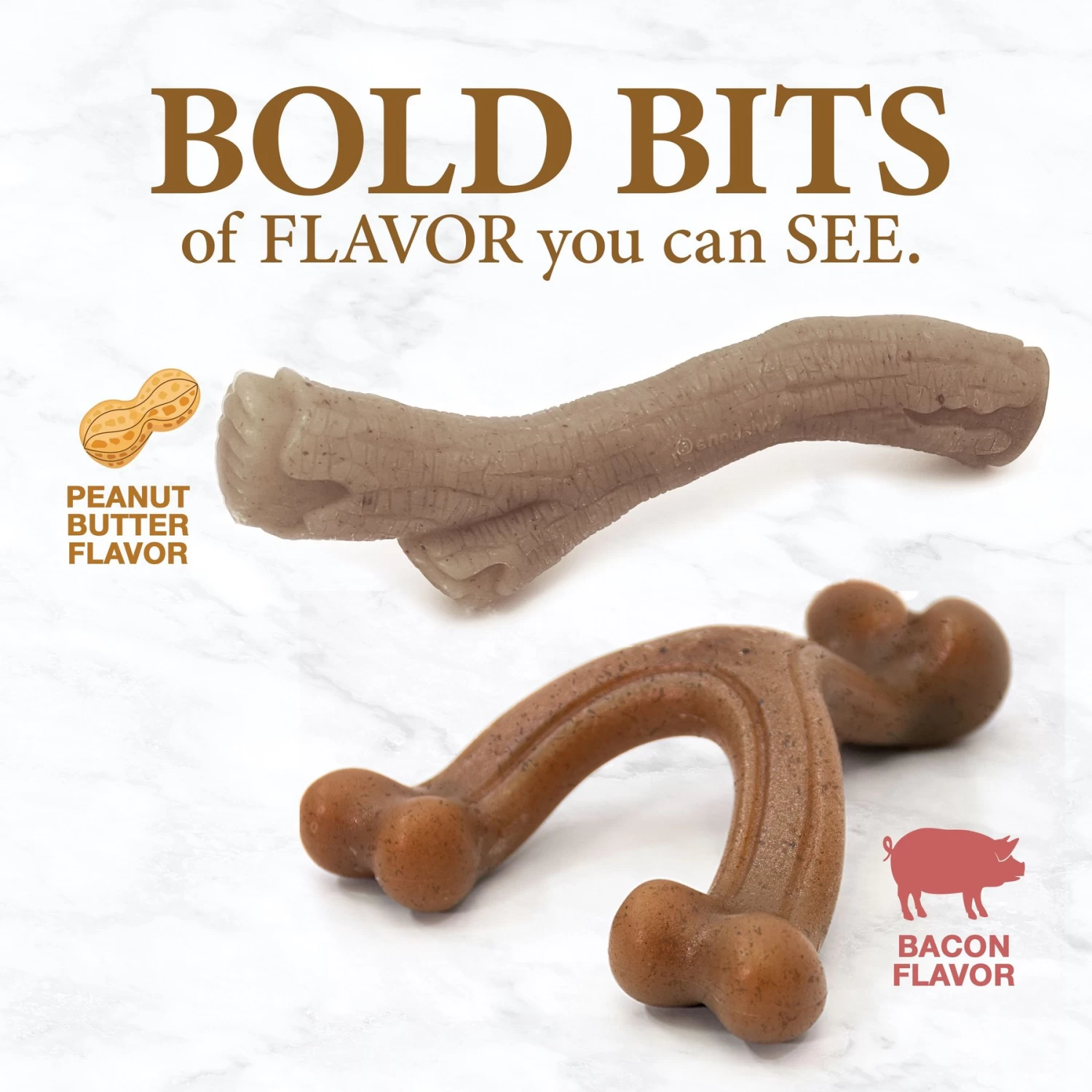 Nylabone Gourmet Style Strong Chew Dog Chew Toy Bundle, Bacon & Peanut Butter - Image 4