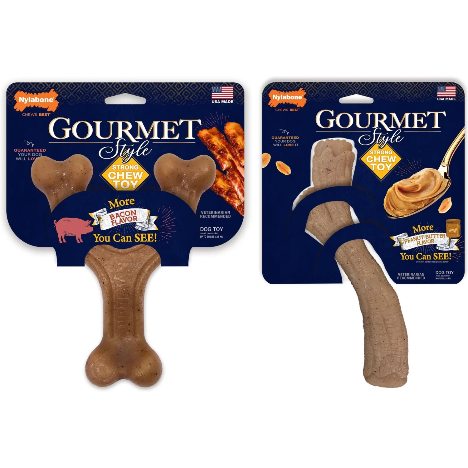 Nylabone Gourmet Style Strong Chew Dog Chew Toy Bundle, Bacon & Peanut Butter - Image 7