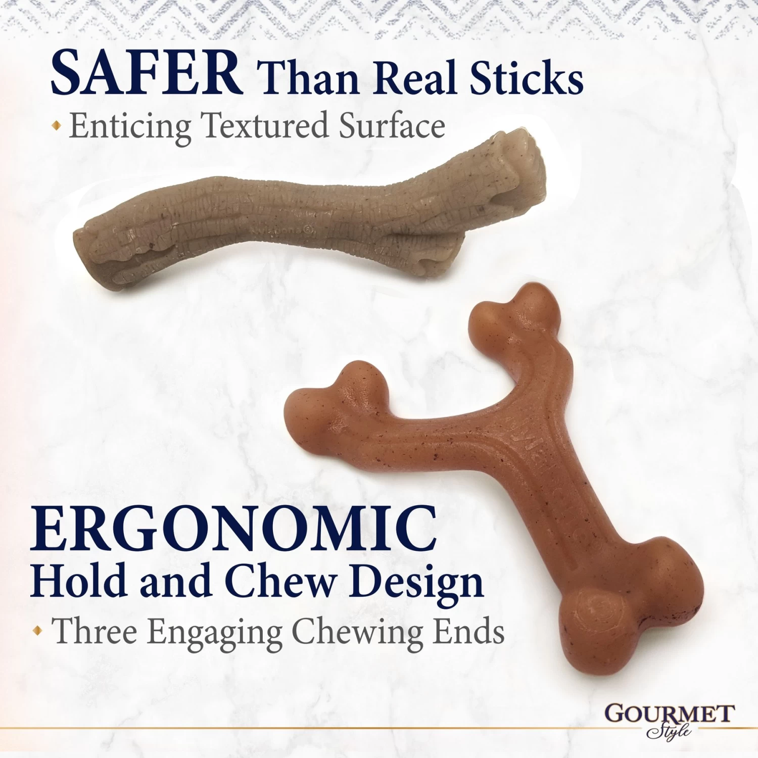Nylabone Gourmet Style Strong Chew Dog Chew Toy Bundle, Bacon & Peanut Butter - Image 8