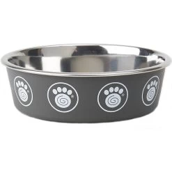 PetRageous Designs Capri Stainless-Steel Dog Bowl, Gray
