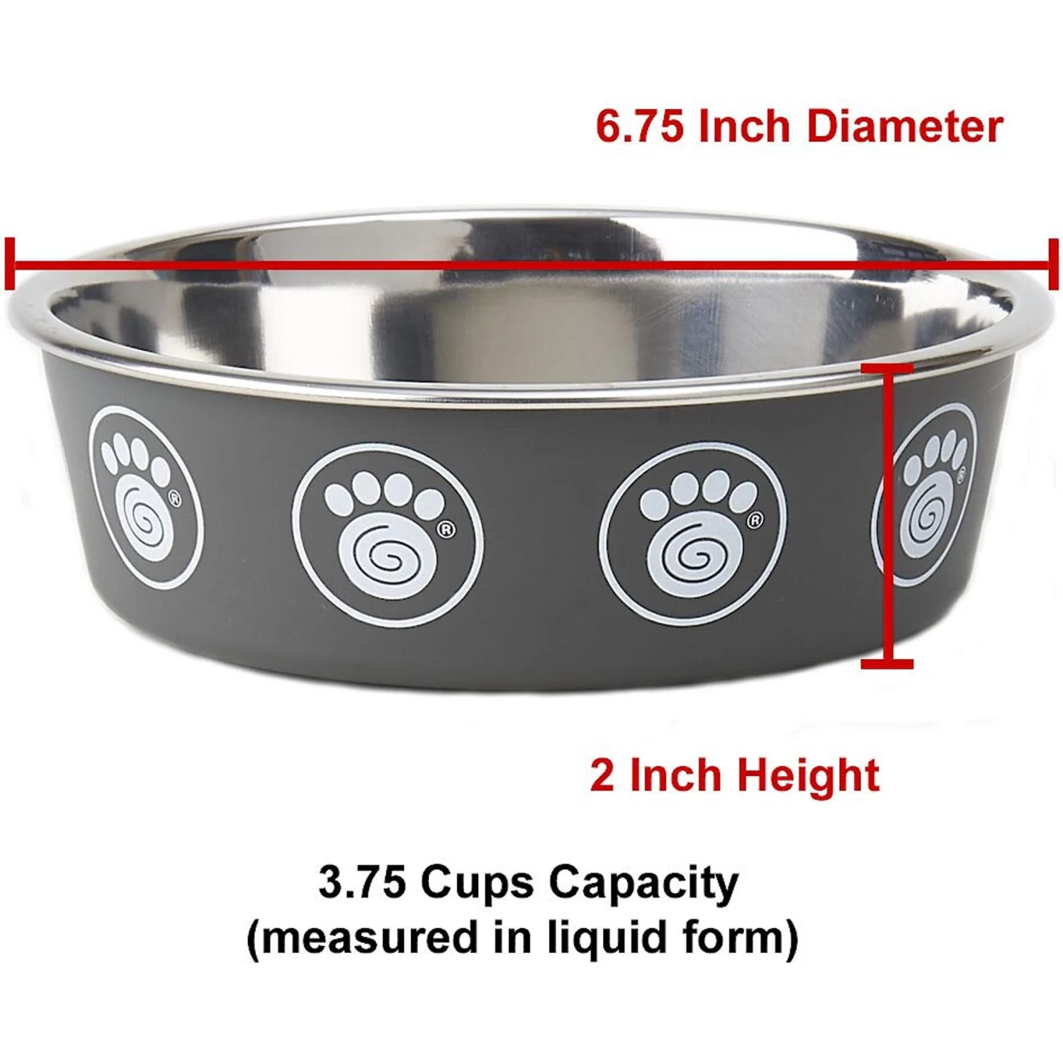 PetRageous Designs Capri Stainless-Steel Dog Bowl, Gray - Image 2