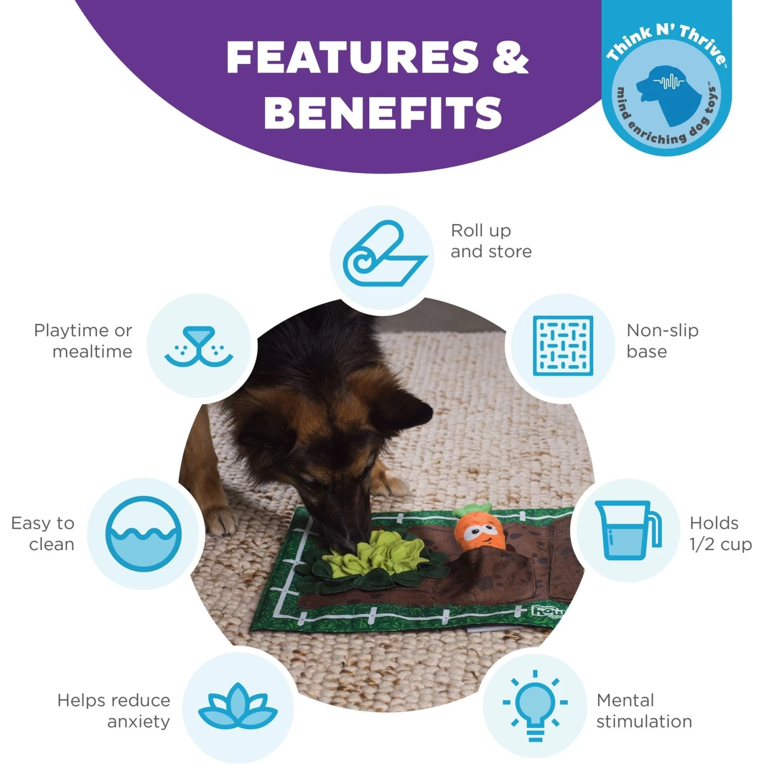 Outward Hound Activity Matz Garden Game Puzzle Plush Dog Toy - Image 2