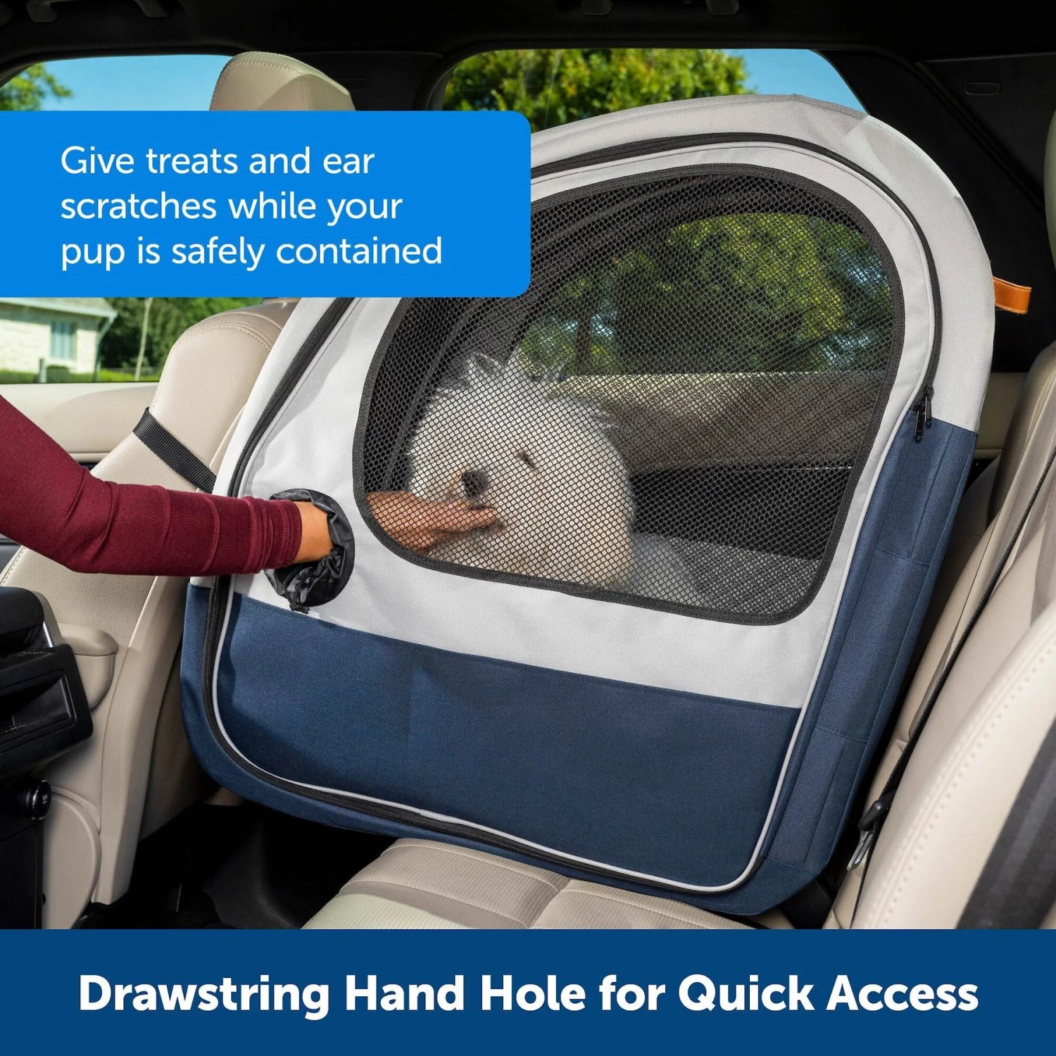 PetSafe Happy Ride Collapsible Cat & Dog Travel Crate, Gray & Blue - Image 4