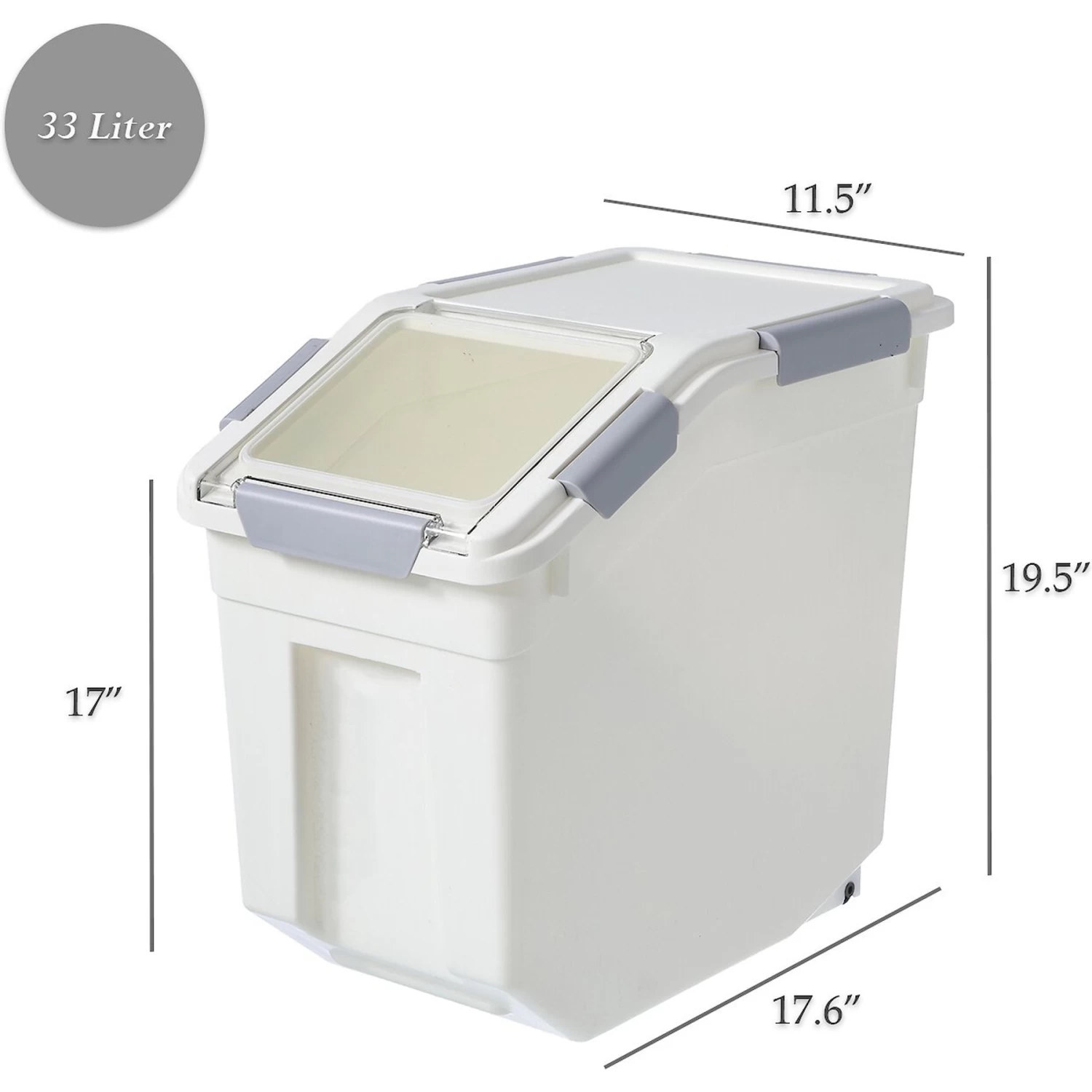 Hanamya Pet Food Storage Container With Measuring Cup, White & Gray - Image 4