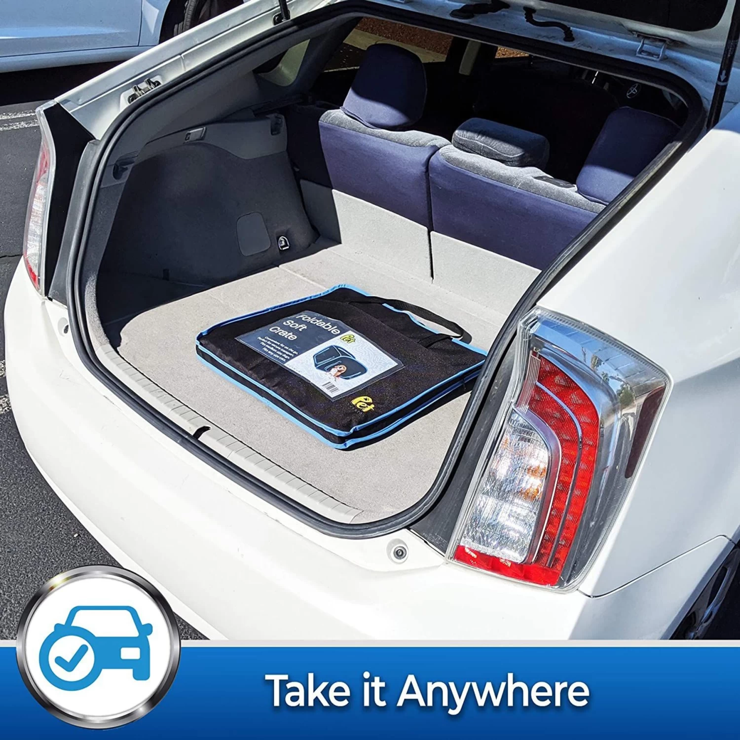 Pet Magasin Foldable Soft Dog Crate, Black & Blue - Image 5